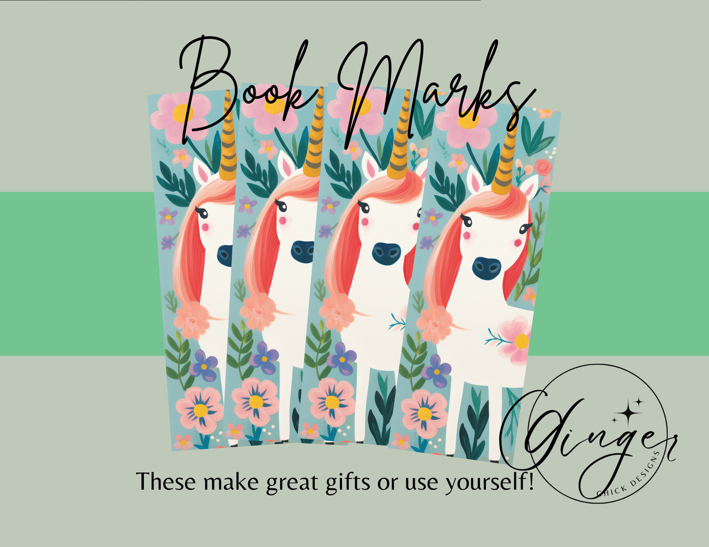 Cartoon Unicorn Bookmark