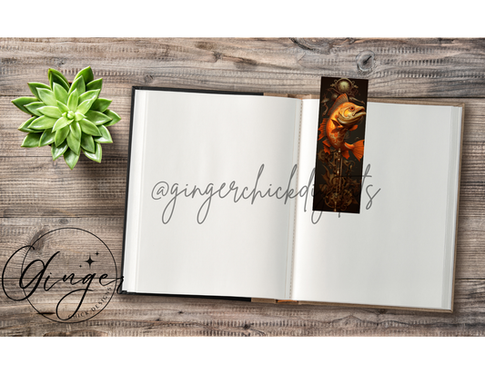 Orange Steampunk Fish Bookmark