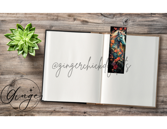 White flower garden Horse Bookmark