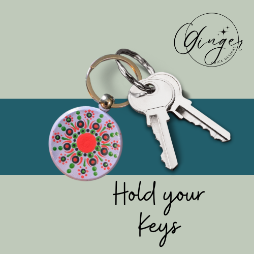Orange Cream Mandala Dot Keychain
