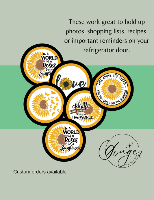 Sunflower Button Magnets