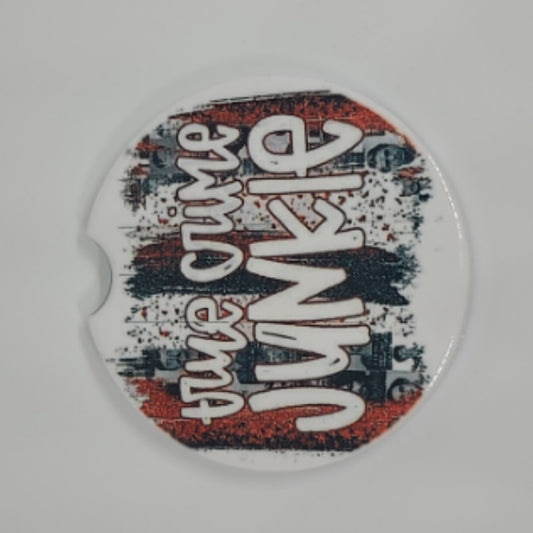 True Crime Junkie Car Coaster