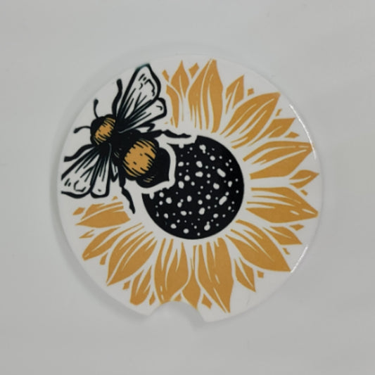 Sunflower Bee Car Coaster