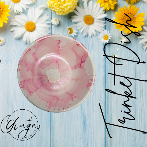 Pink Flower Trinket Dish