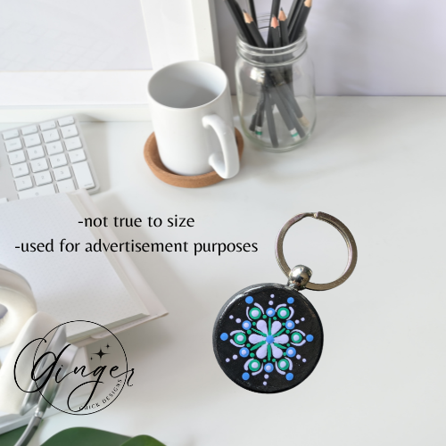Purple Blossom Mandala Dot Keychain