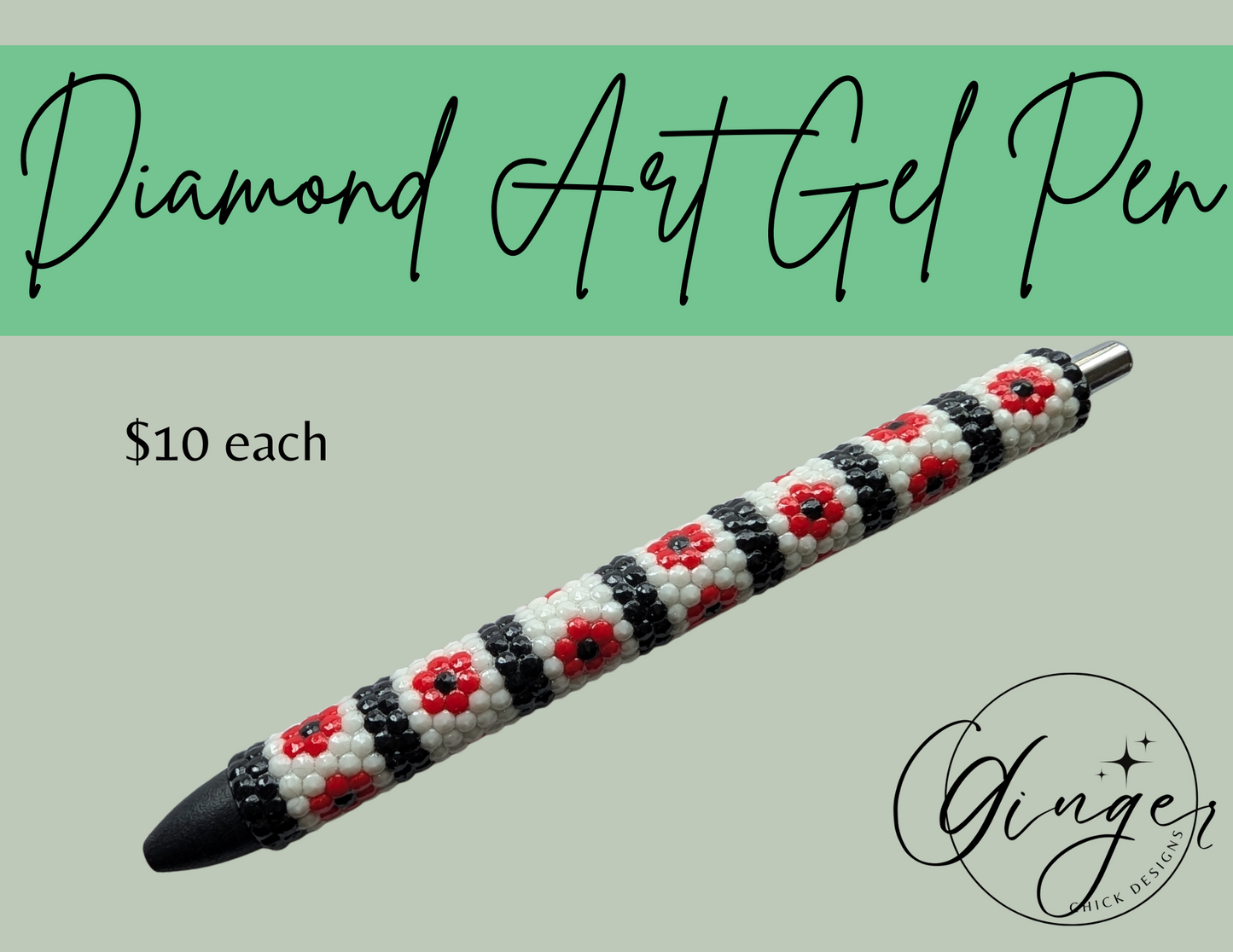 Red Flowers Diamond Art Ink Joy Gel Pen