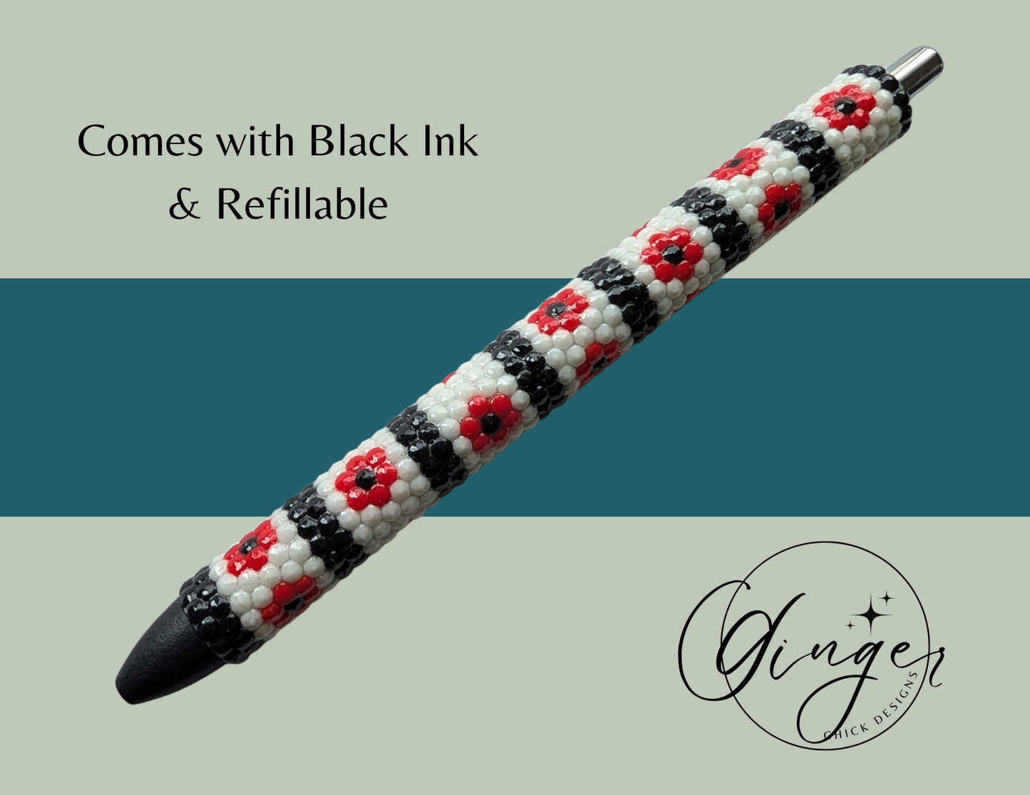 Red Flowers Diamond Art Ink Joy Gel Pen