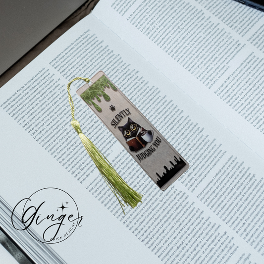 Silently Judging You Cat Acrylic Bookmarks