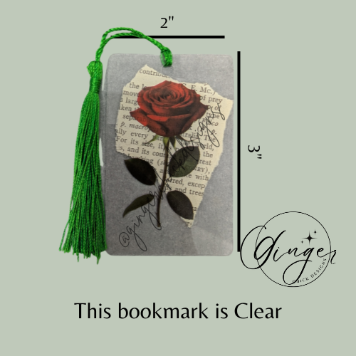 Single Red Rose Dictionary Acrylic Bookmark