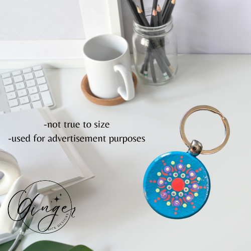 Sun Fire Mandala Dot Keychain