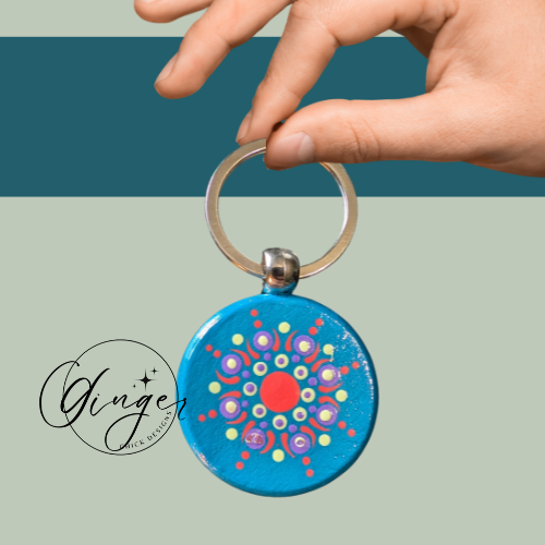 Sun Fire Mandala Dot Keychain