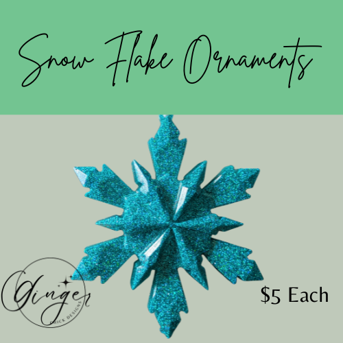 Teal Sparkle Resin Snowflake Ornament