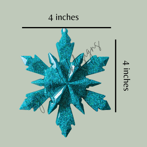 Teal Sparkle Resin Snowflake Ornament