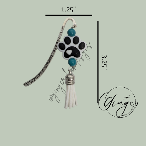 White Puppy Paw Print Hook Bookmark