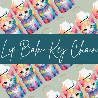 Water Color Cat Lip Balm Keychain
