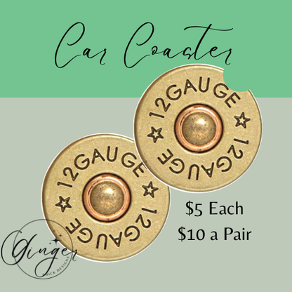 2 car coasters that look like 12 gauge bullet ends