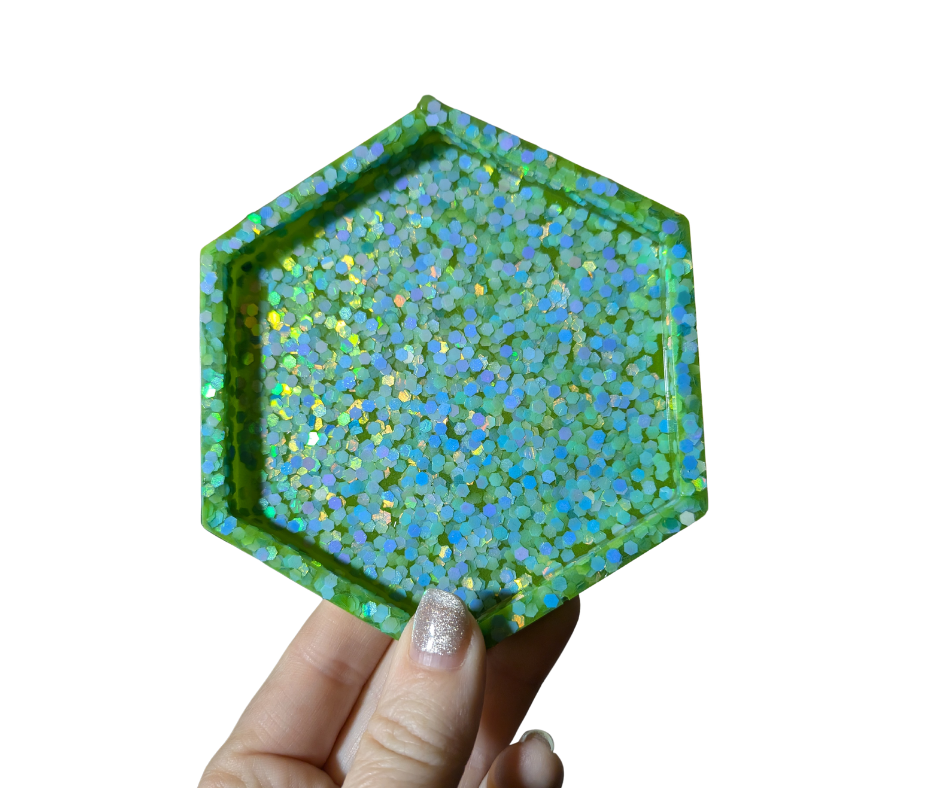 Green Confetti Resin Coaster