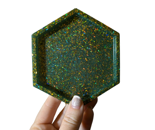 Gold and Green Resin Coaster