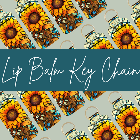 Stained Glass Sunflower Lip Balm Keychain