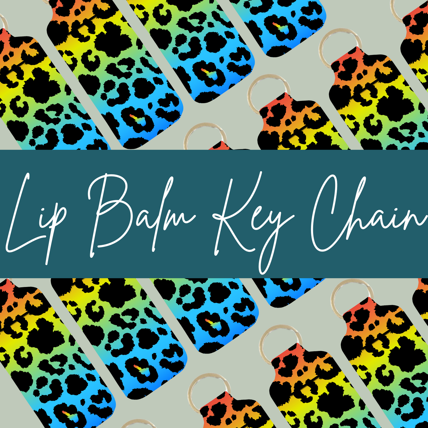 Rainbow Leopard Lip Balm Keychain