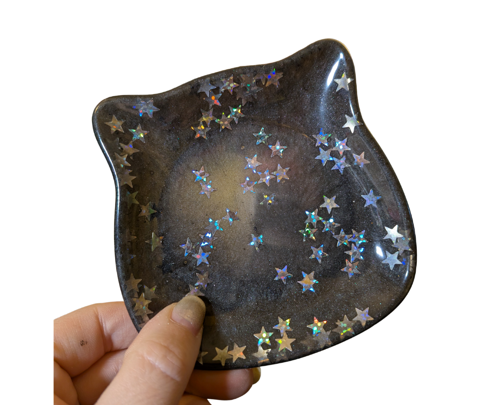 Stary Night Kitty Cat Trinket Dish