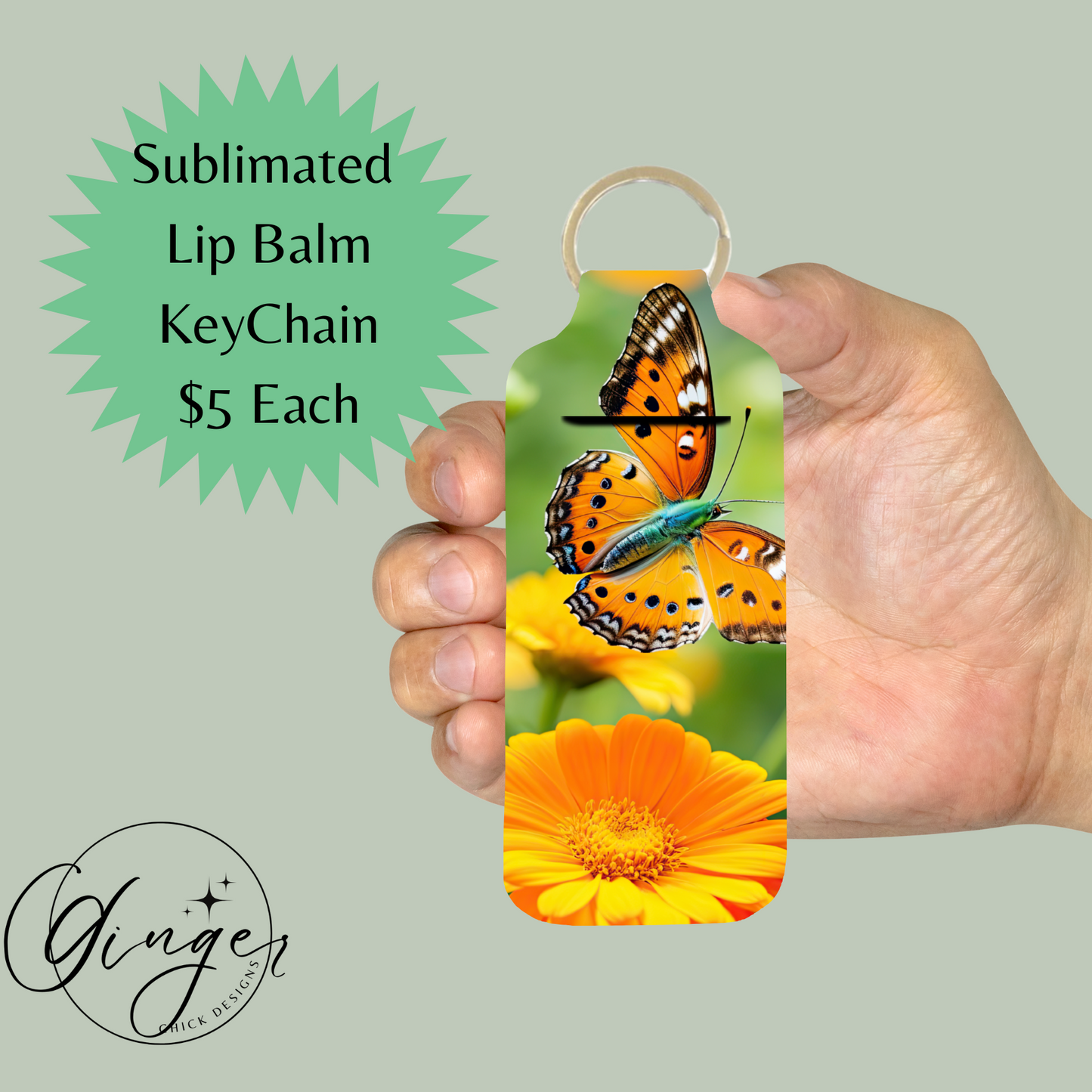 Monarch Butterfly Lip Balm Keychain