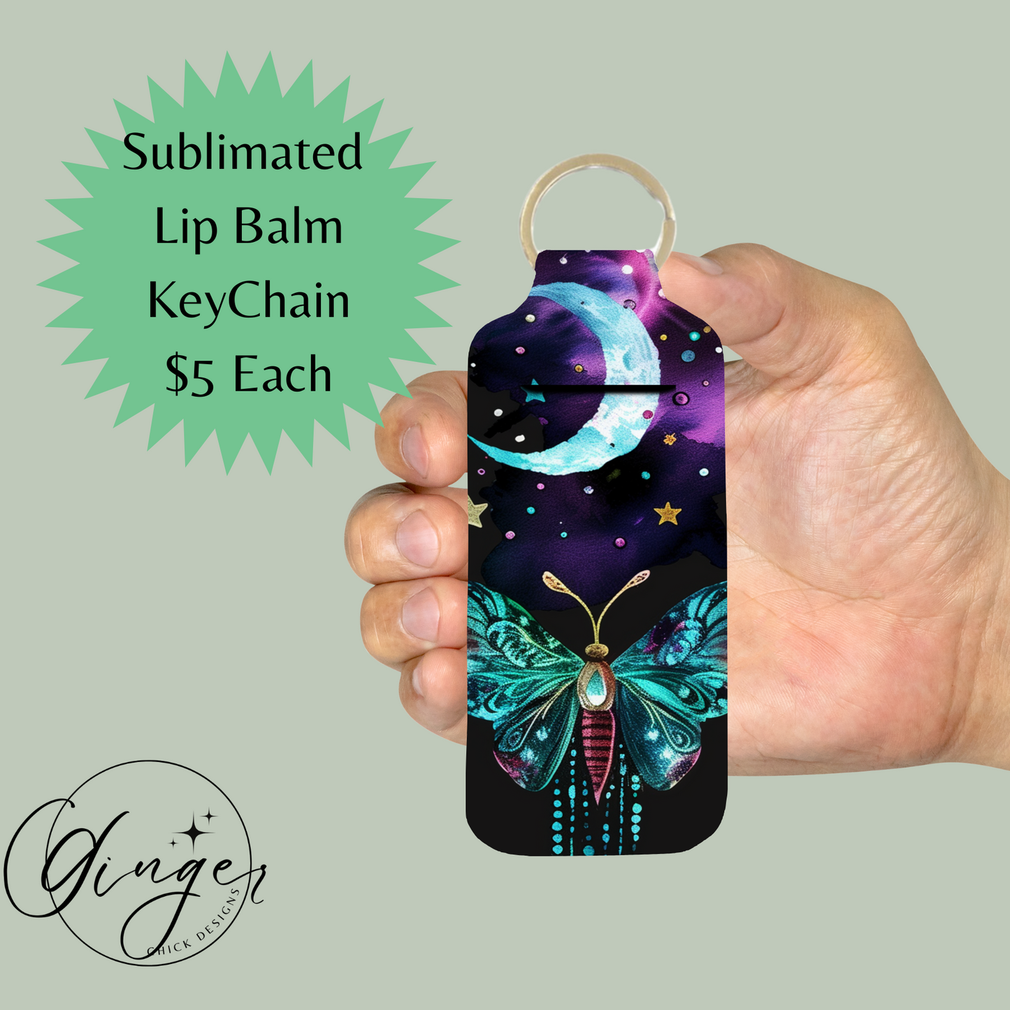 Moth & Moon Lip Balm Keychain