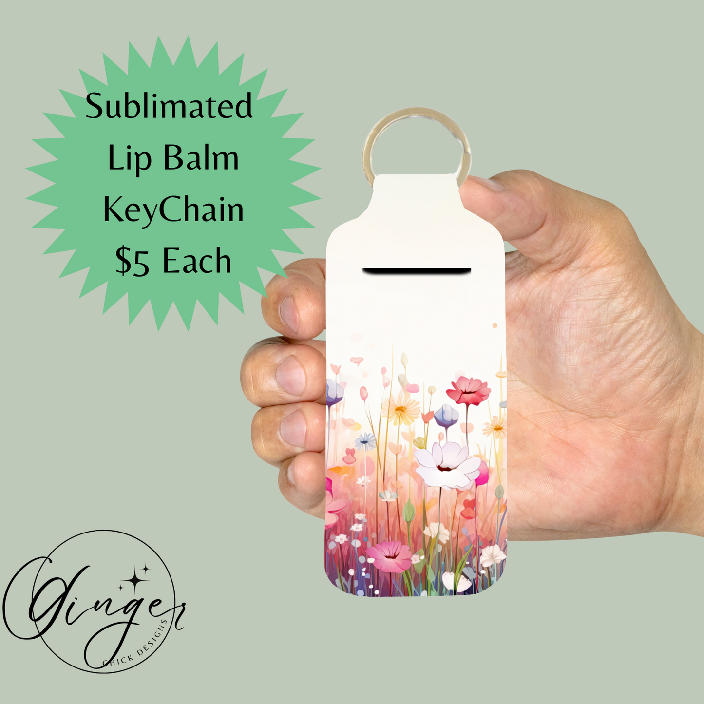 Flower Fields Lip Balm Keychain