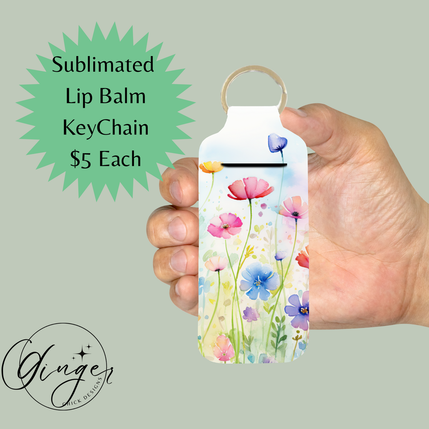 Flower Garden Lip Balm Keychain