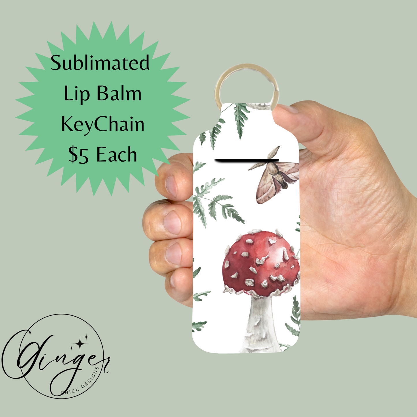 Mushroom Lip Balm Keychain