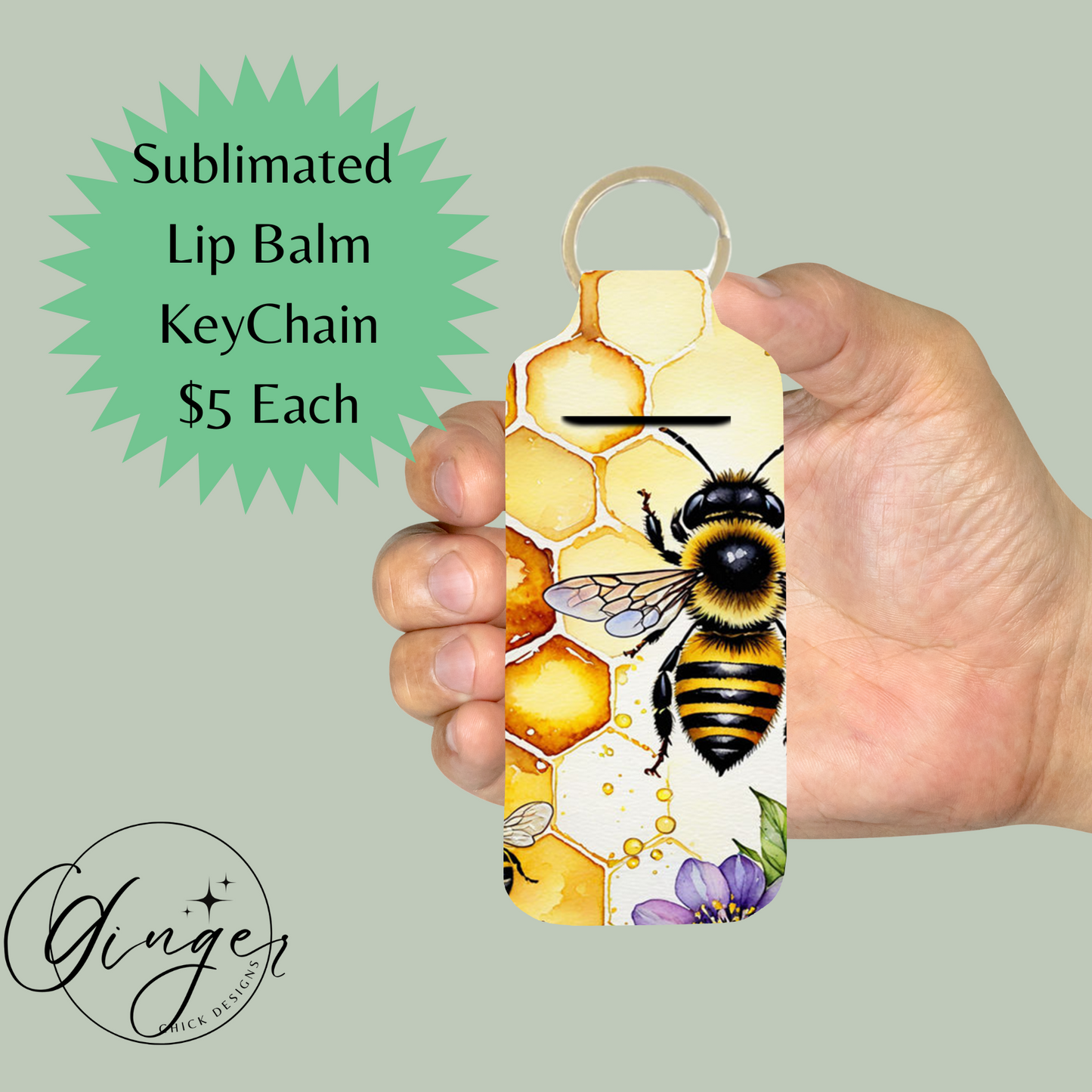 Bumble Bee Lip Balm Keychain