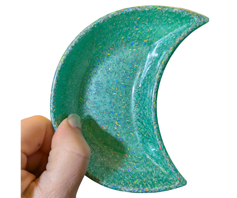 Sea Green Moon Resin Trinket Dish