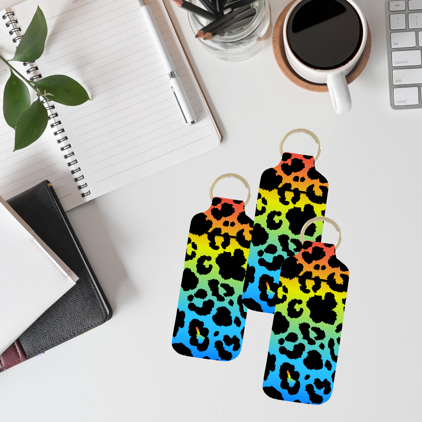 Rainbow Leopard Lip Balm Keychain