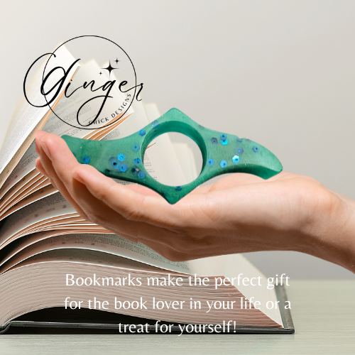 Green with Blue Glitter Thumb Bookmark