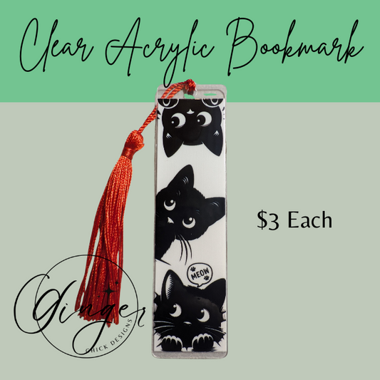 3 Black Cats Acrylic Bookmarks