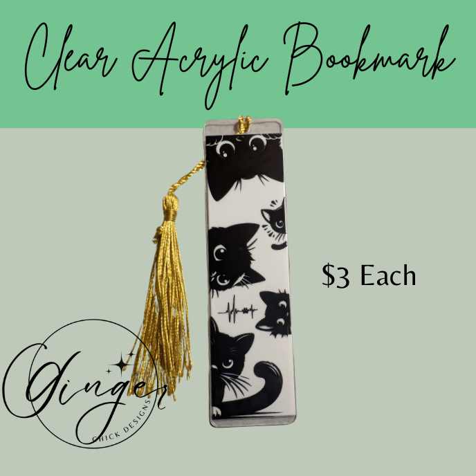 3 Black Cats Acrylic Bookmarks