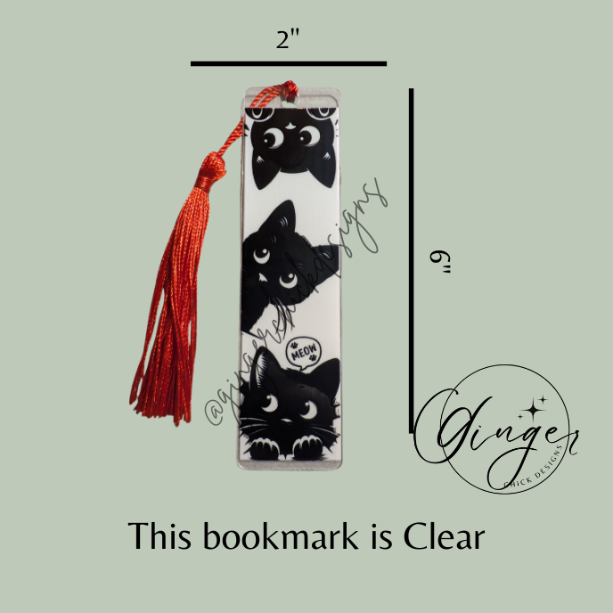 3 Black Cats Acrylic Bookmarks
