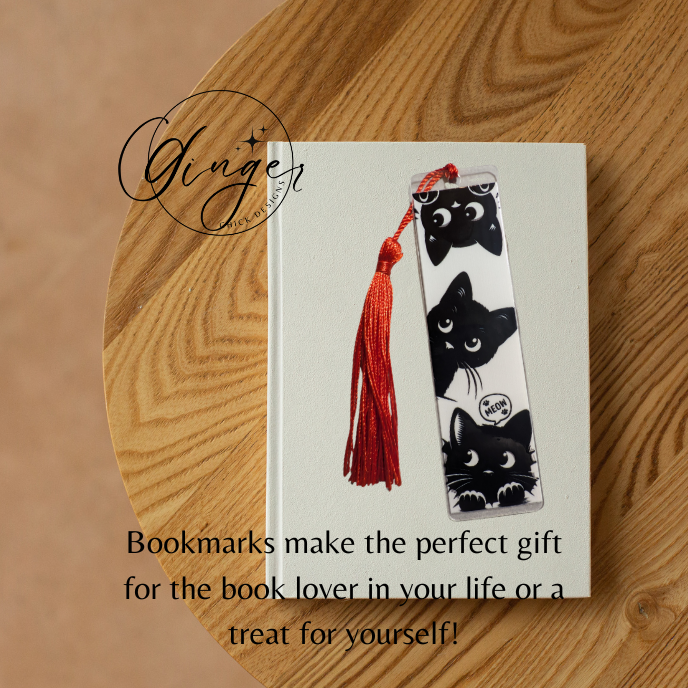 3 Black Cats Acrylic Bookmarks