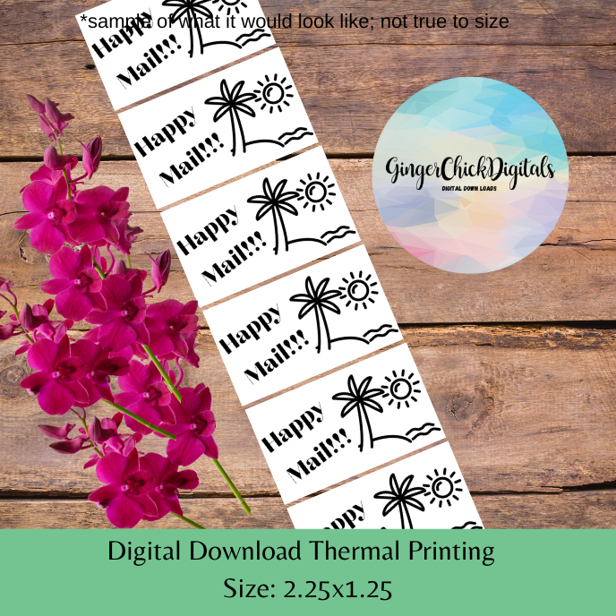 Beach Happy Mail Thermal Label