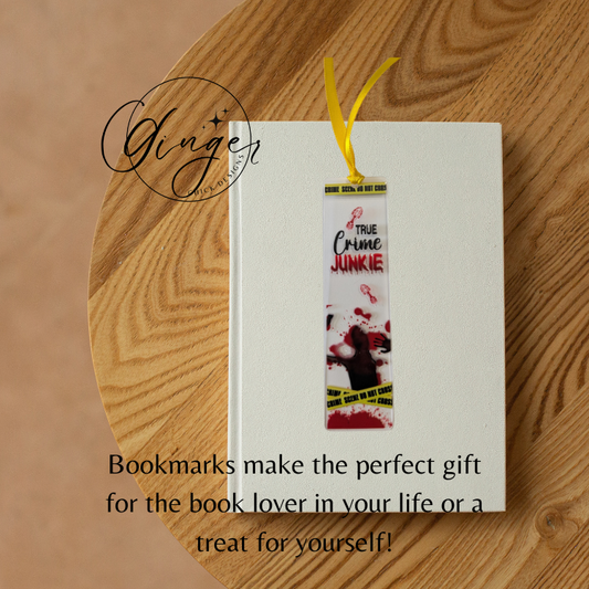 Caution True Crime Junkie Acrylic Bookmarks