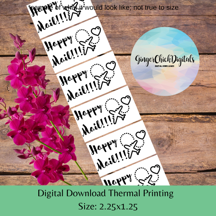 Traveling Happy Mail Thermal Label