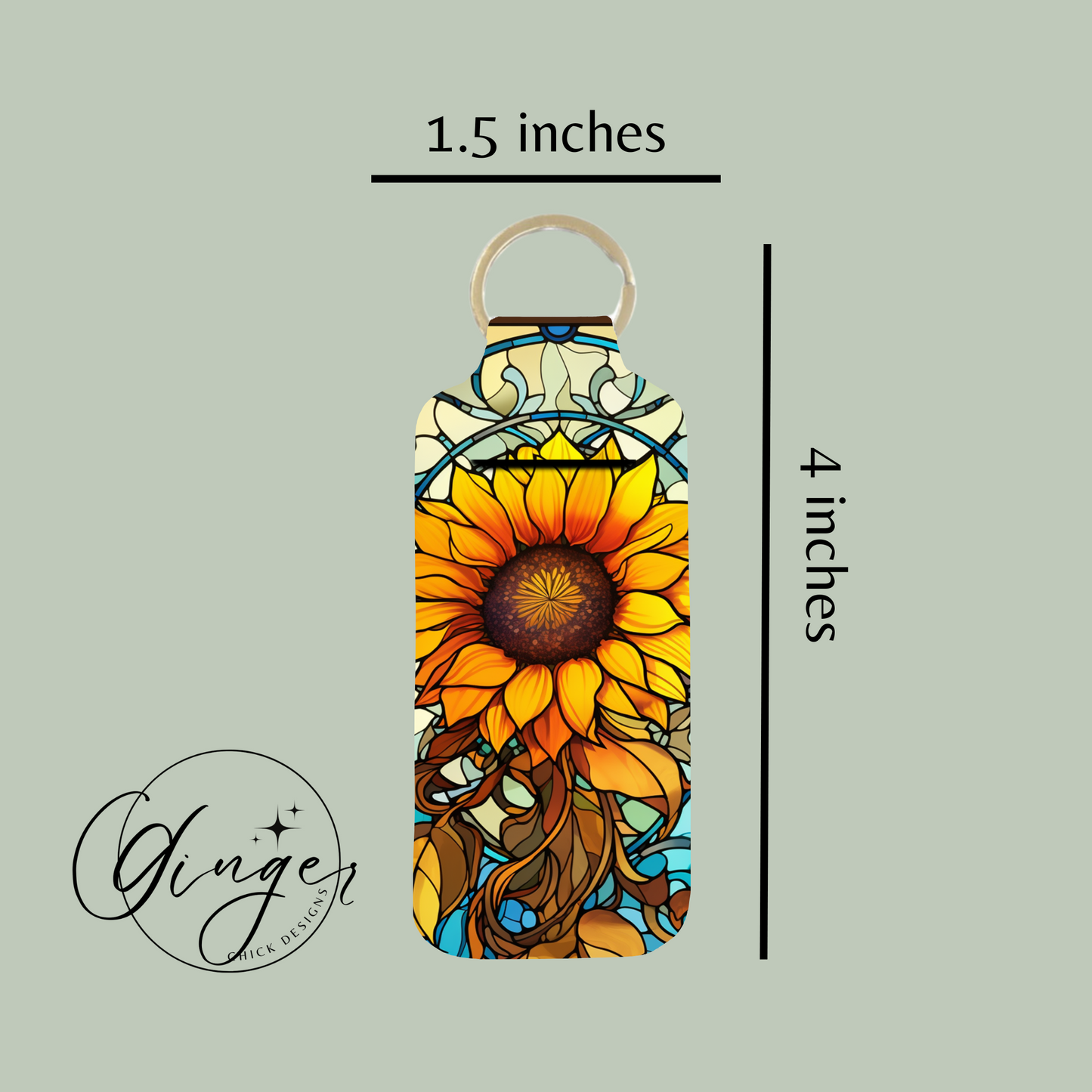 Stained Glass Sunflower Lip Balm Keychain