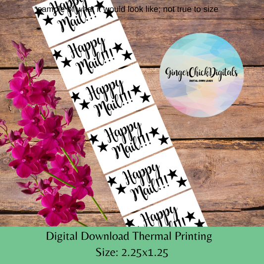 Stars Happy Mail Thermal Label