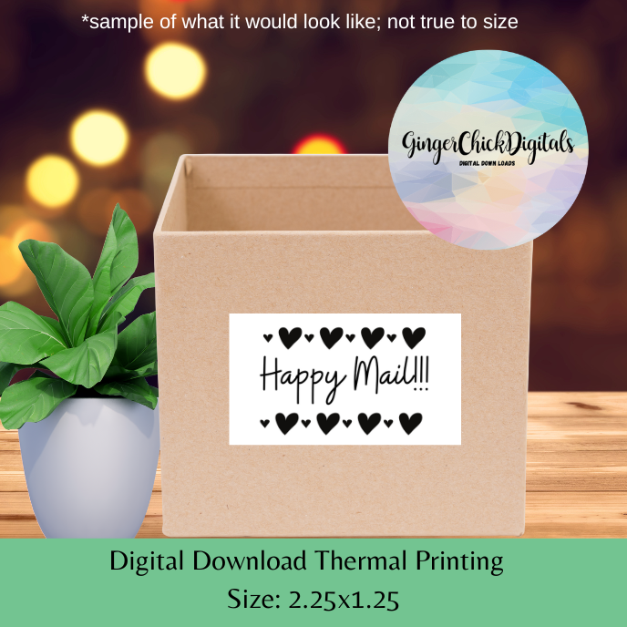 Happy Mail with Hearts Thermal Label