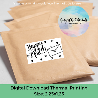 Hearts Happy Mail Thermal Label