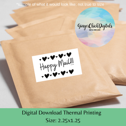 Happy Mail with Hearts Thermal Label