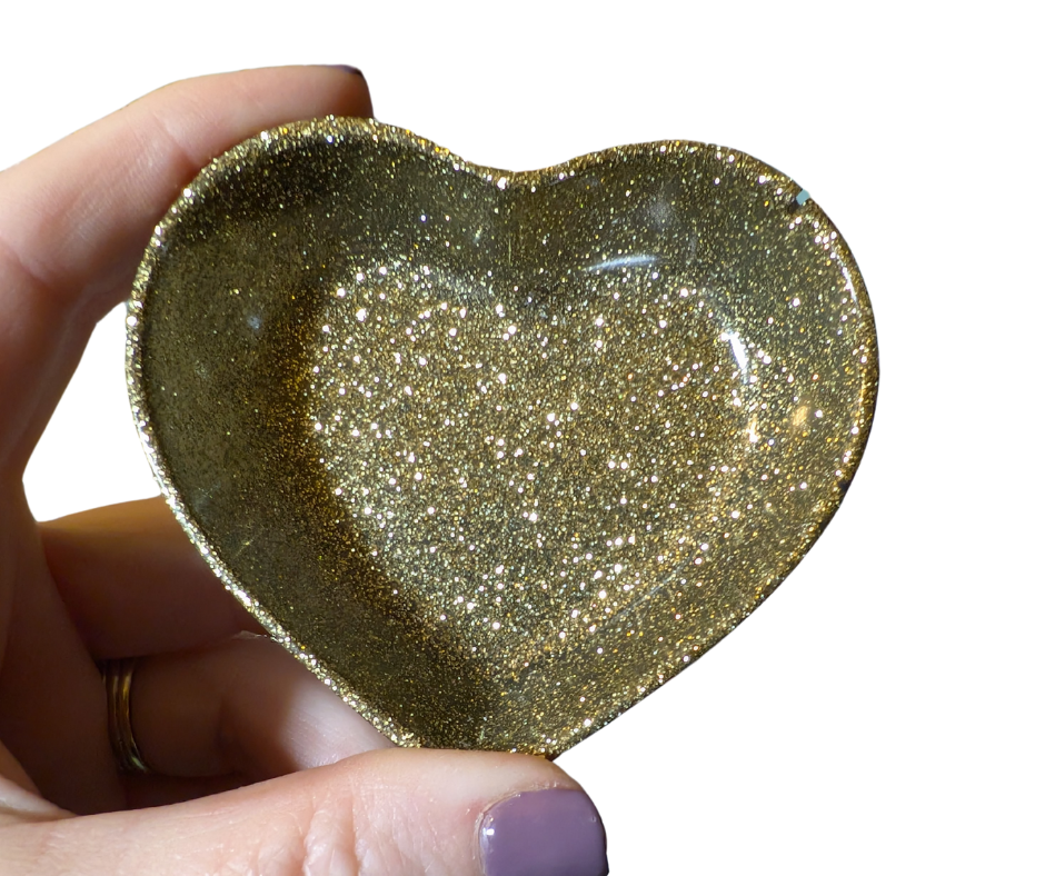 Green Gold Heart Trinket Dish