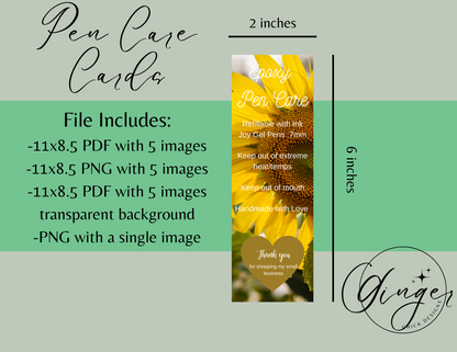 Sunflower Pen Care Card