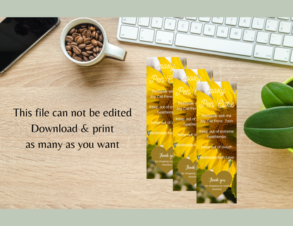 Sunflower Pen Care Card