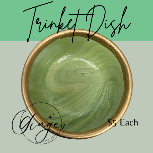 Aloe Paint Pour Trinket Dish